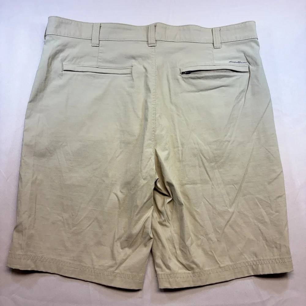 Eddie Bauer Travex Shorts Mens 38 Tan Performance Hiking Travel Outdoor Gorpcore